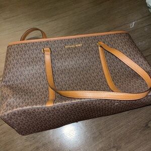 Michael Kors Signature Brown Tote with Tan Straps